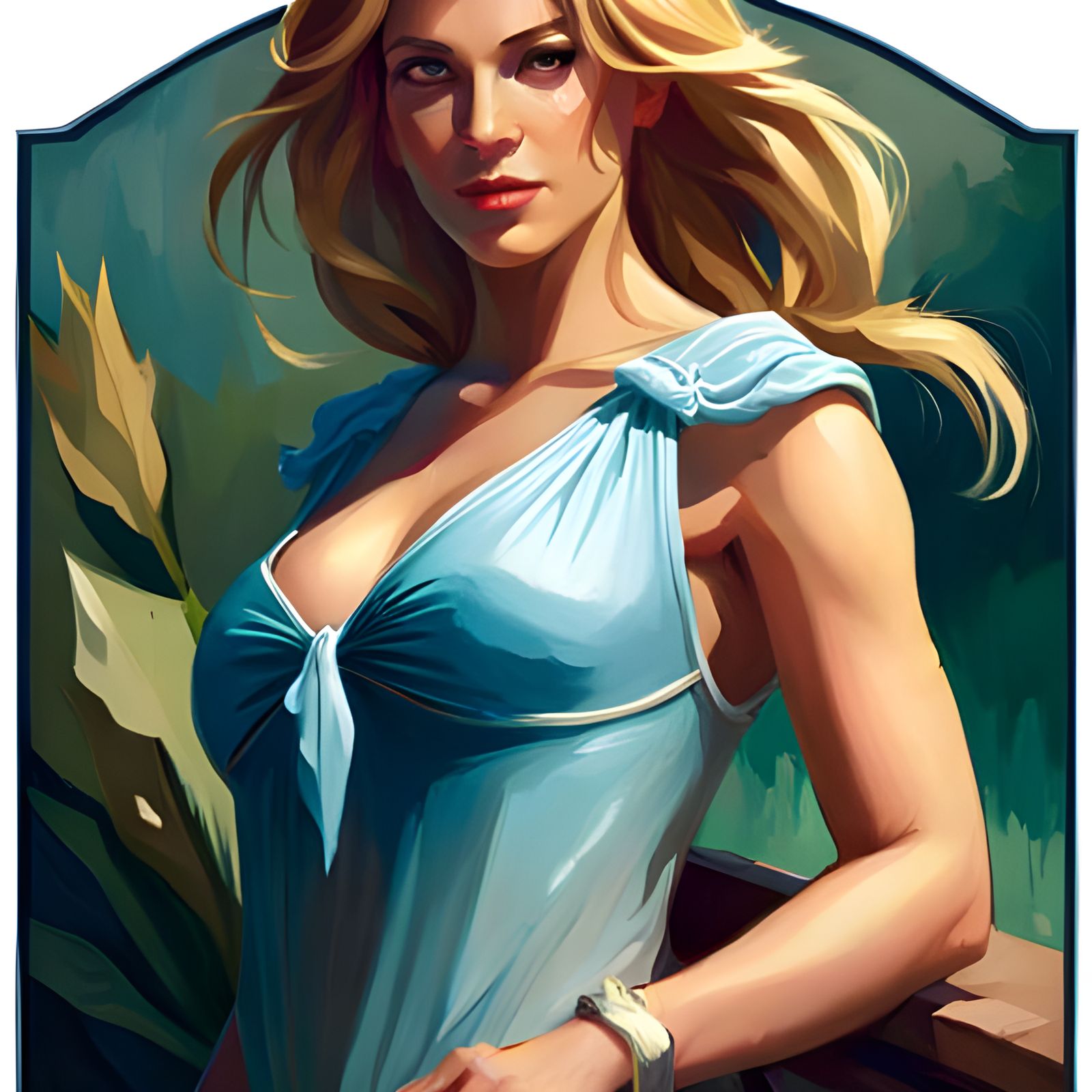 Gorgeous Blonde Woman Portrait in Fantasy Art Style