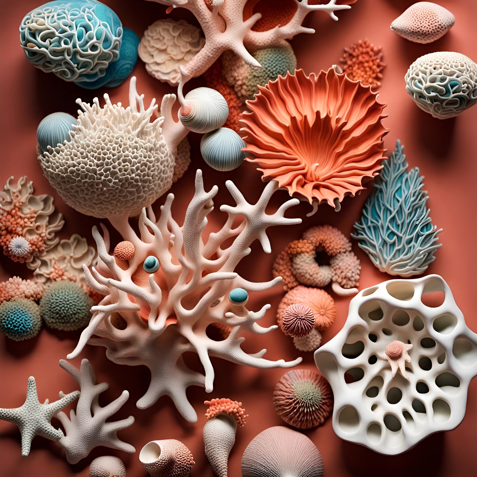 Sealife (clay sculpture pieces)