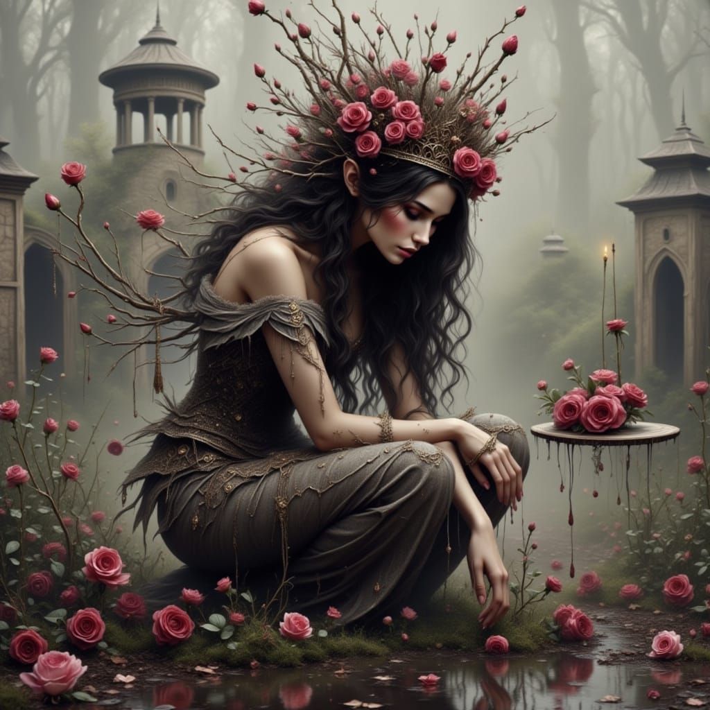 Queen of Grief in Dark Fantasy Style