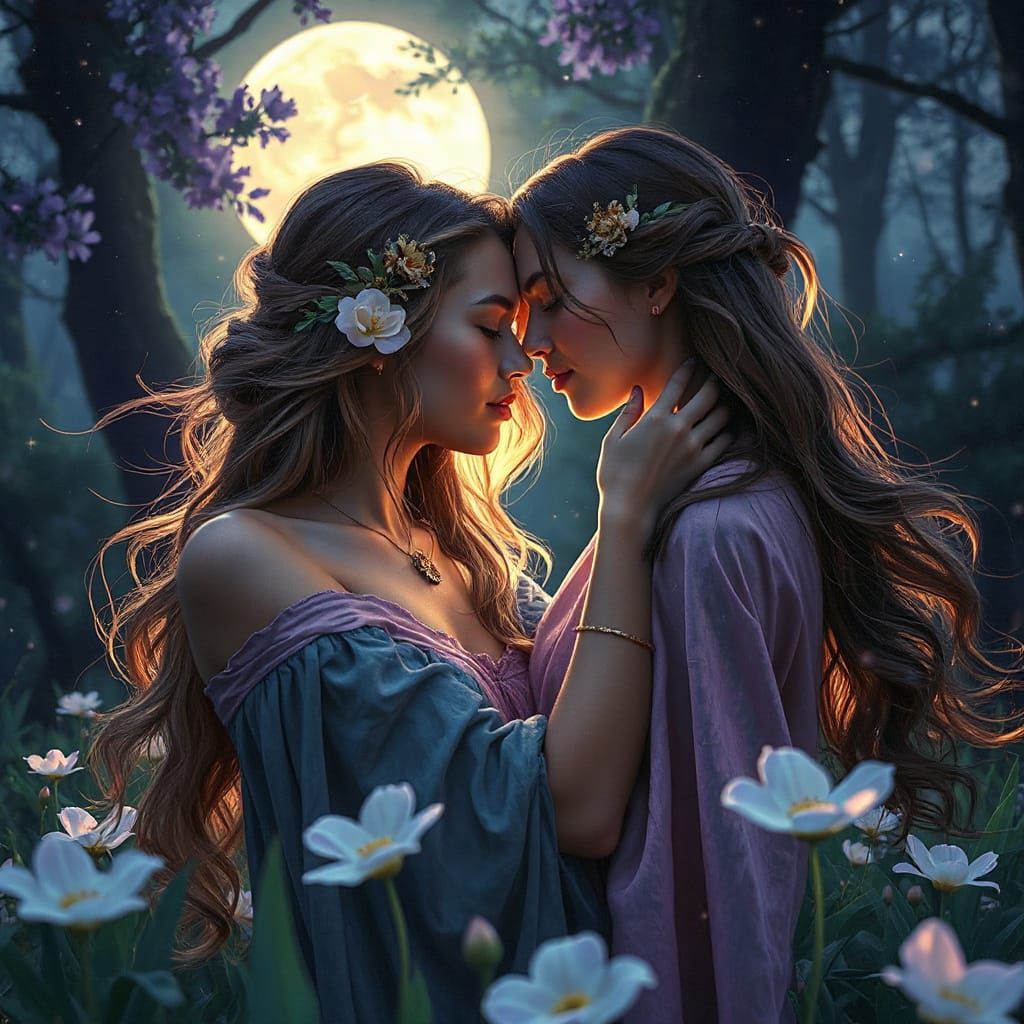 Romantic Moment in an Enchanted Forest