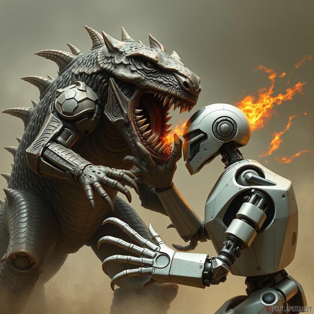 Monster Rips Robot's Head Off in Battle