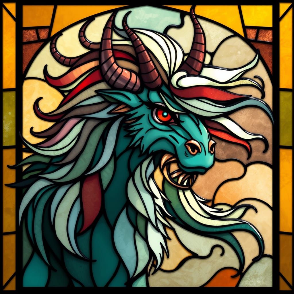 Sharpen focus Convert to stained glass framed portrait of a ...