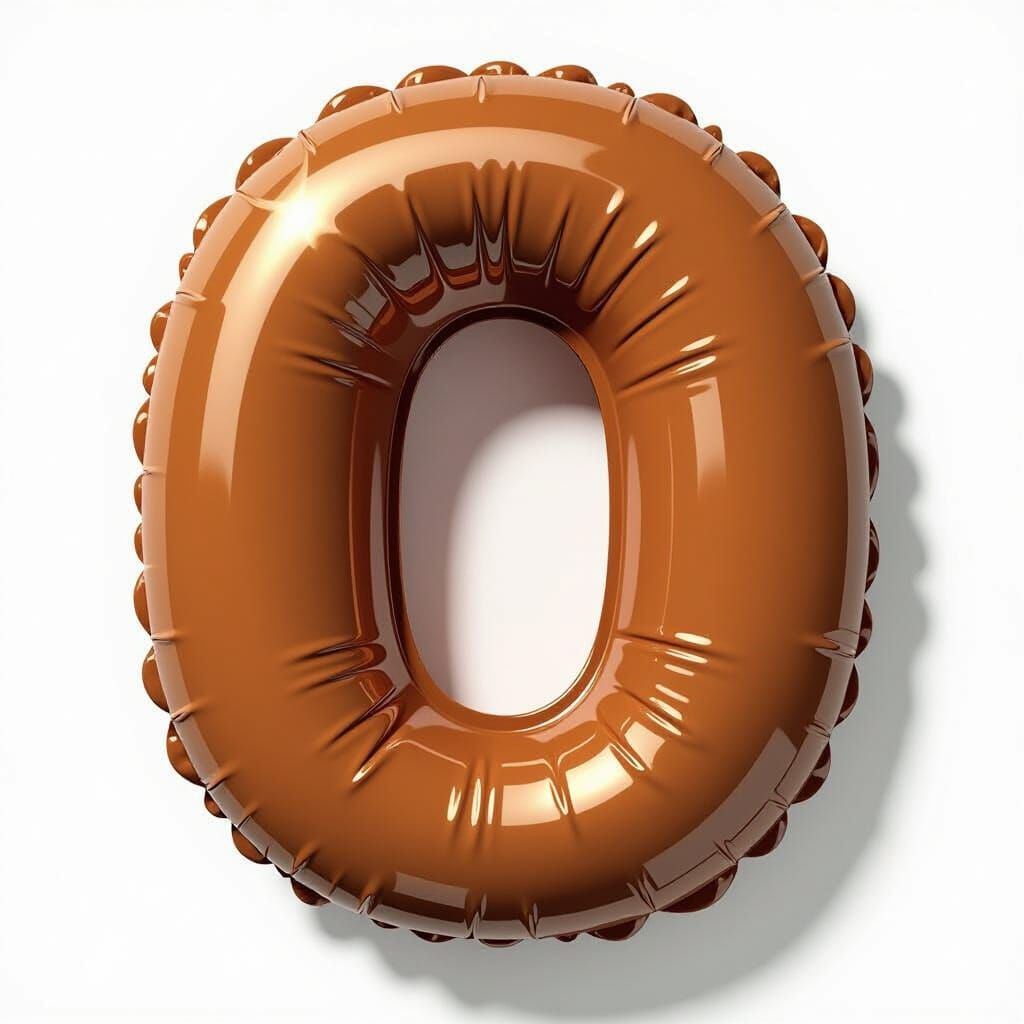 Glossy Brown Inflated Letter O 3D Render