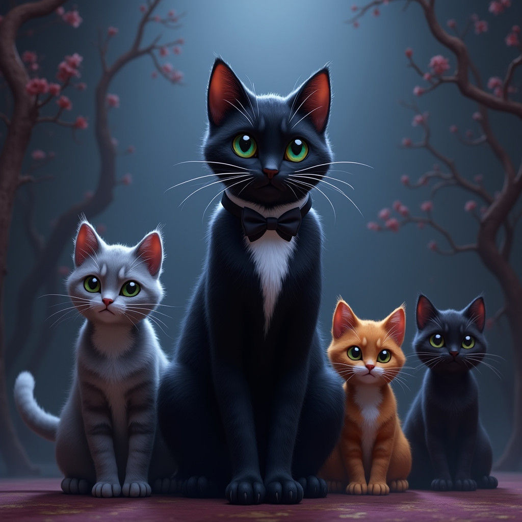 Majestic Cats in a Fantastical Matte Painting