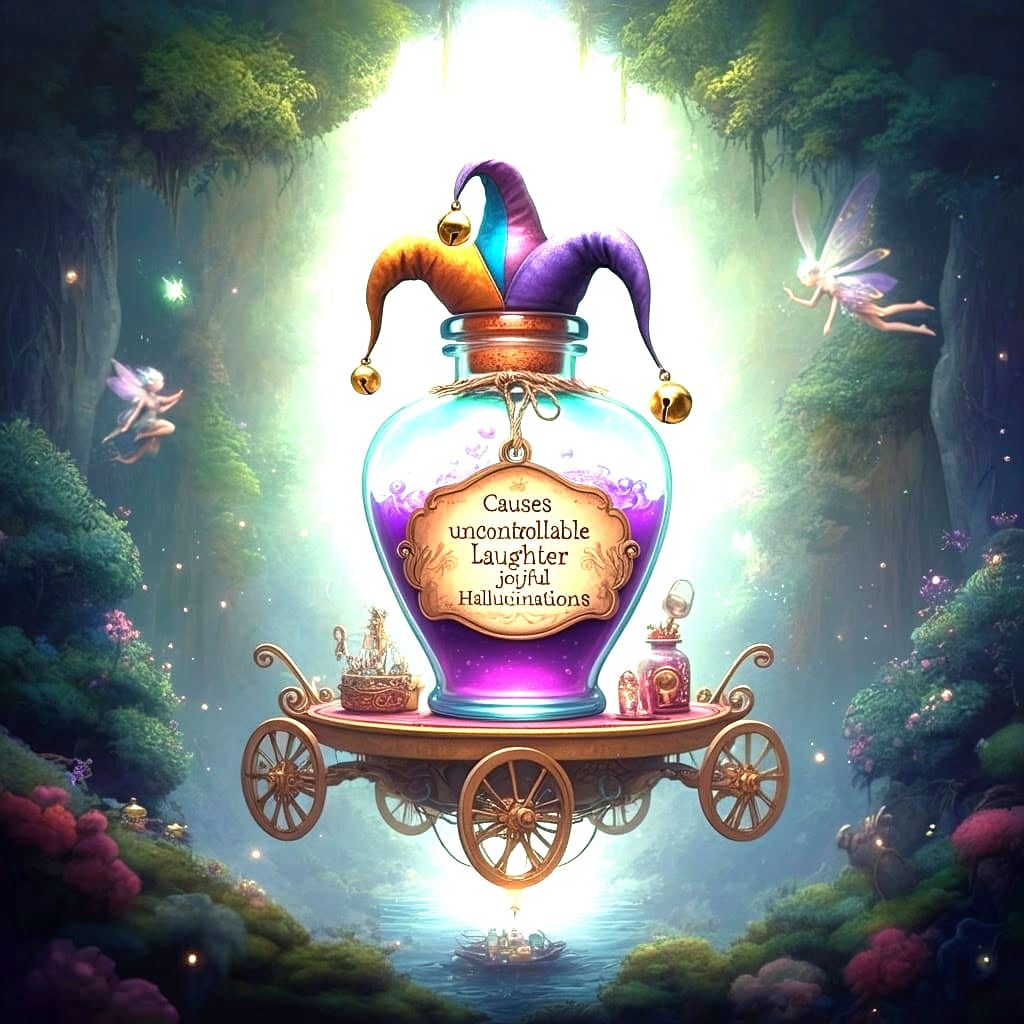 Mystical Futurist Whimsy Draught in a Vibrant Carnival Setti...