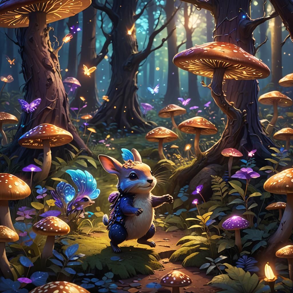 Cute Animal Dances in Enchanted Glowing Forest