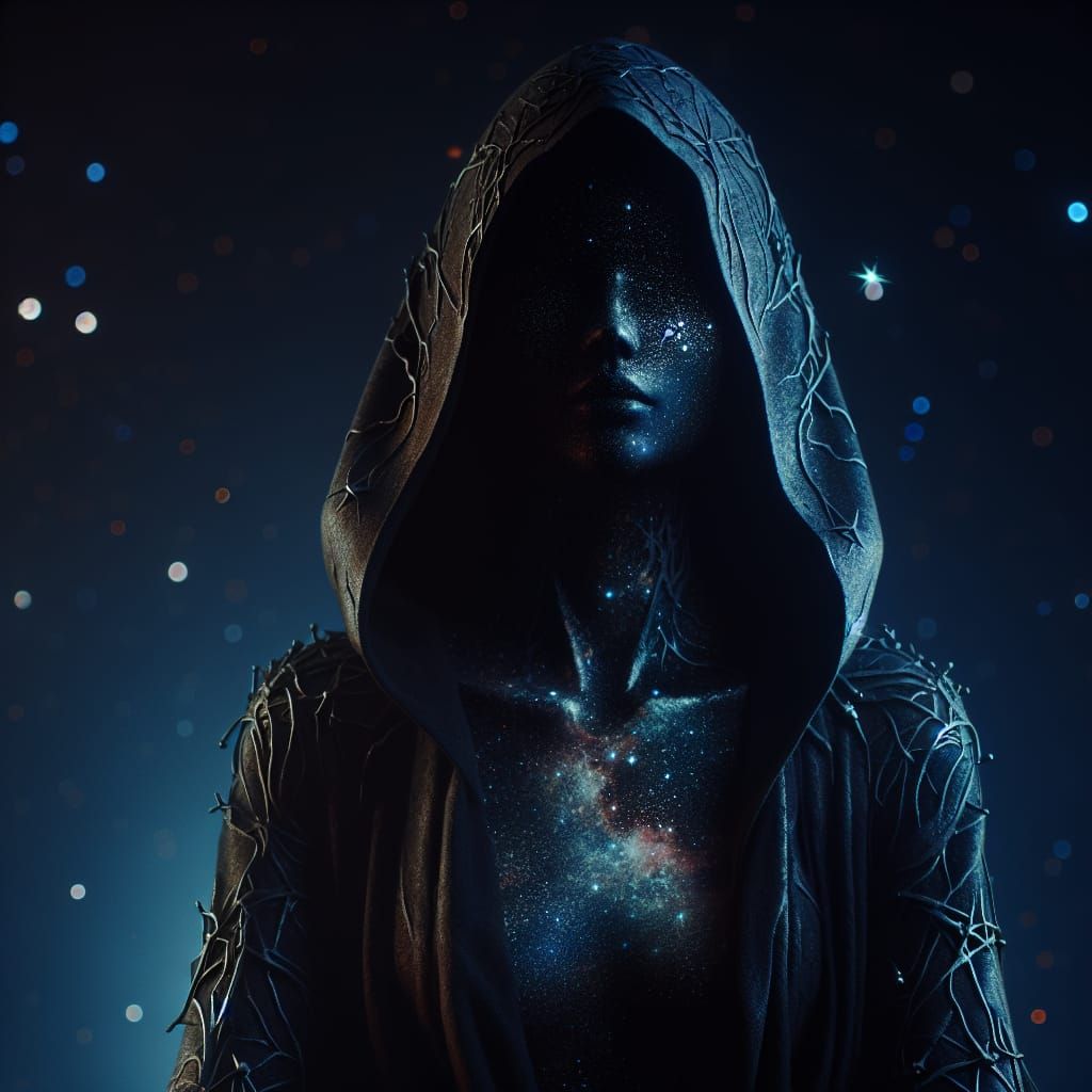 Hooded Goddess with Starry Skin Concept Art