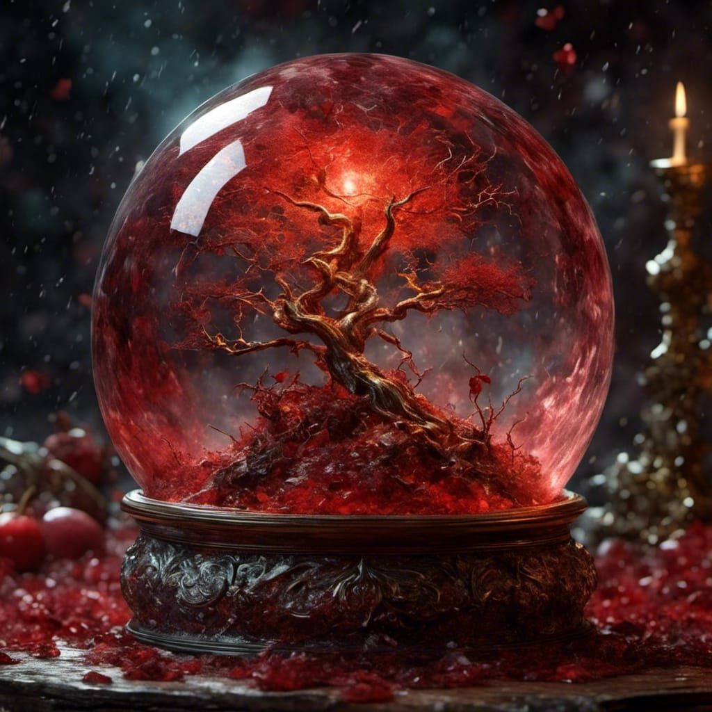 Snow Globe with Lightning and Gothic Face