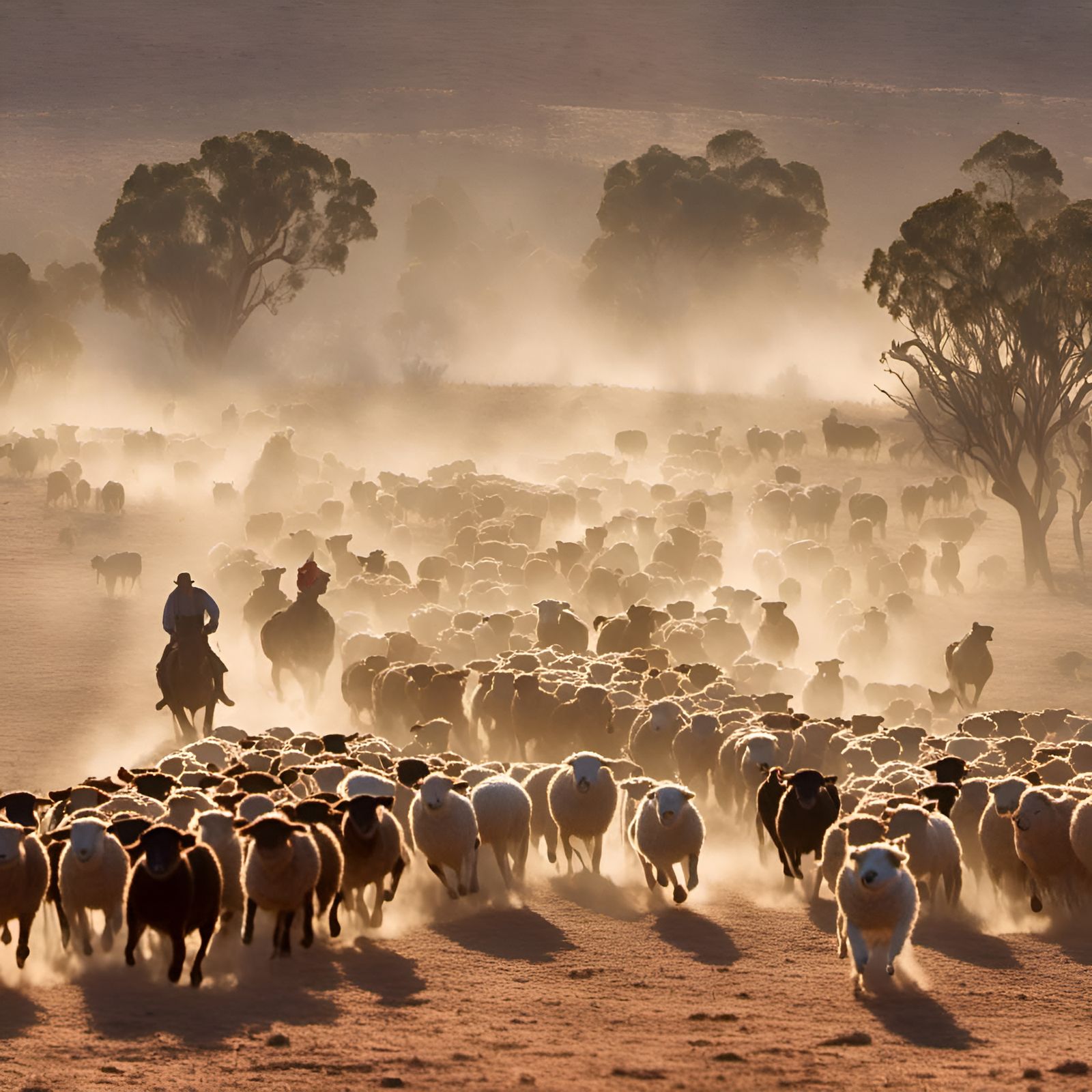 Australian Outback Farm: Cattle Dogs Rounding Up Sheep