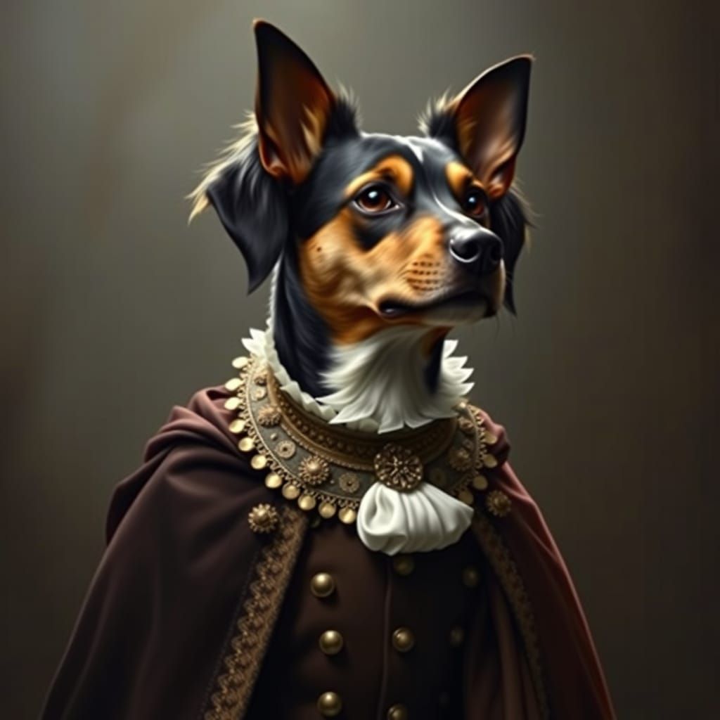 Regal Dog Portrait in Rembrandt Lighting