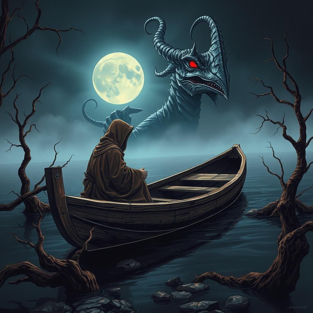 Lovecraftian Horror in Psychedelic Art Style