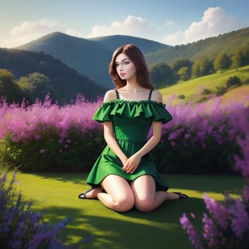 Delicate Line Art Portrait of Brunette in Sunlight