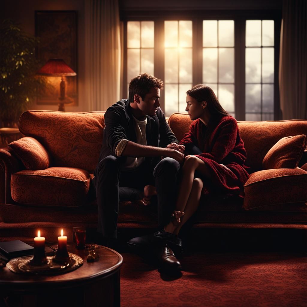 Passionate Couple Embrace in Cinematic Photograph