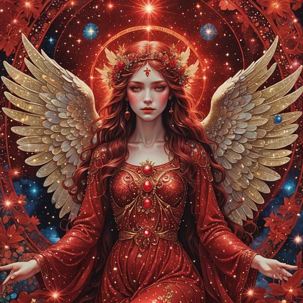 Ethereal Angel in Cosmic Psychedelic Art