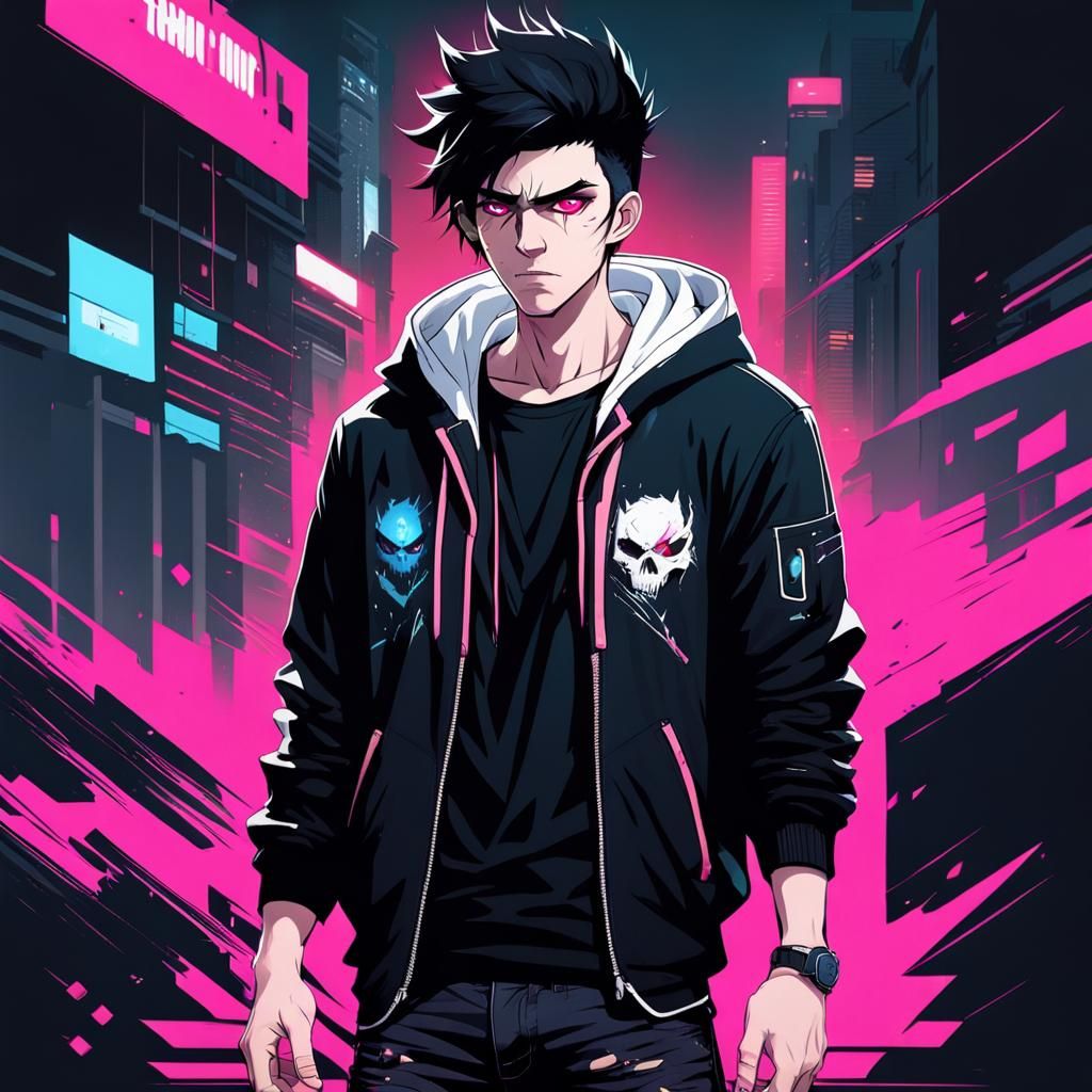 Edgy Young Man with Heterochromatic Eyes, Video Game Style