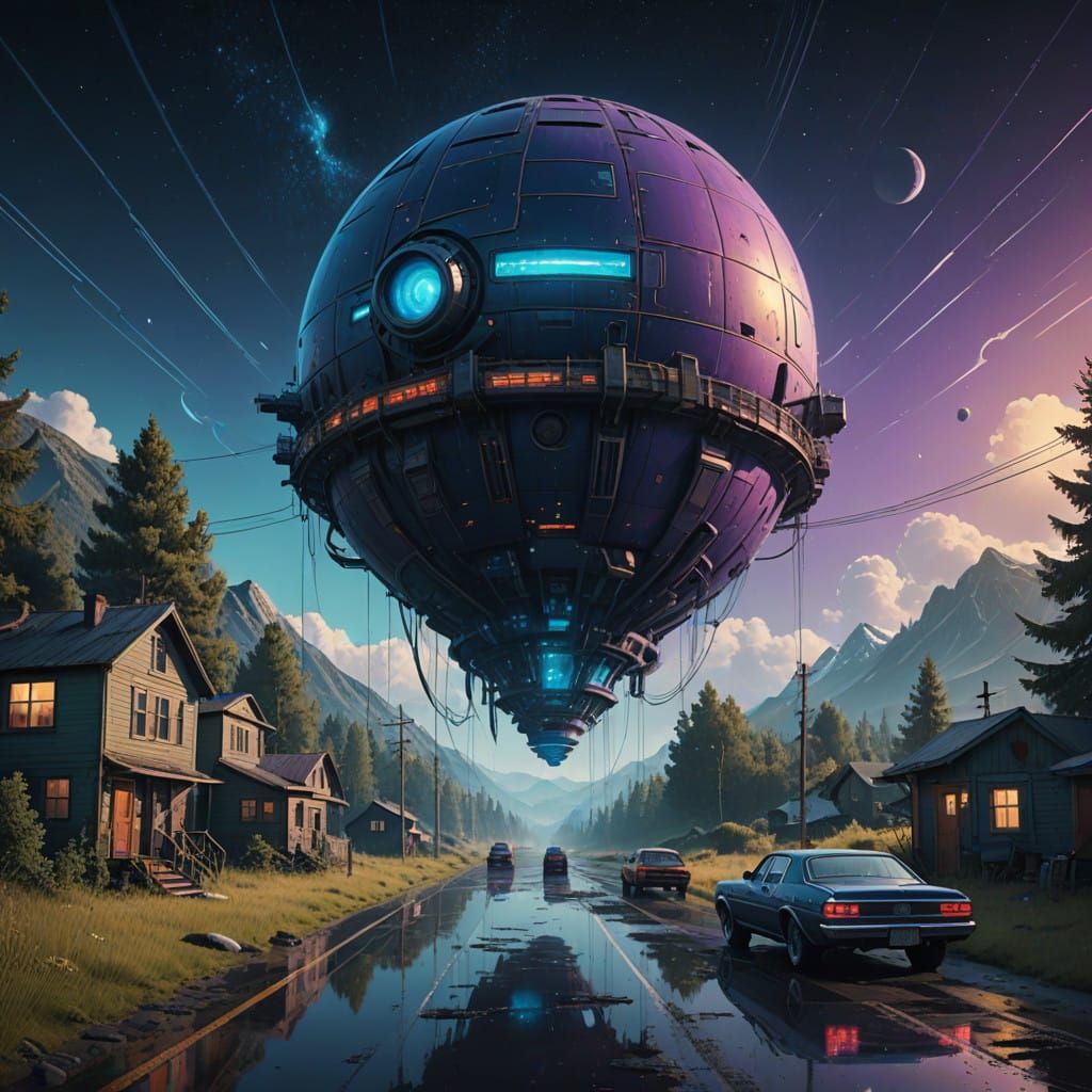 Cosmic Dreamscape in Vibrant Blues and Purples