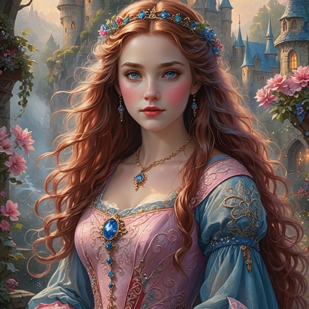 Auburn Haired Princess in Ethereal Fantasy Style