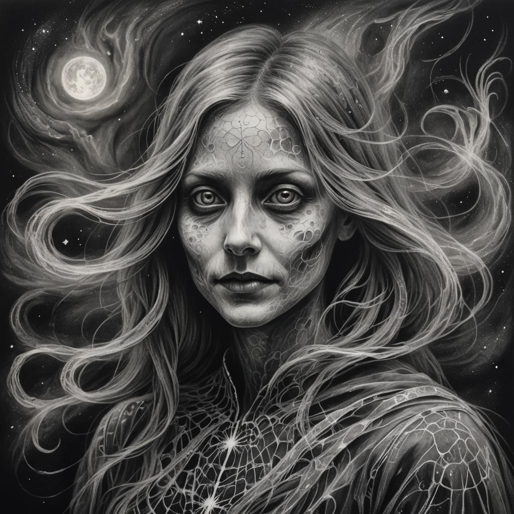 Spectral Jersey Ghost in Space: Charcoal Drawing