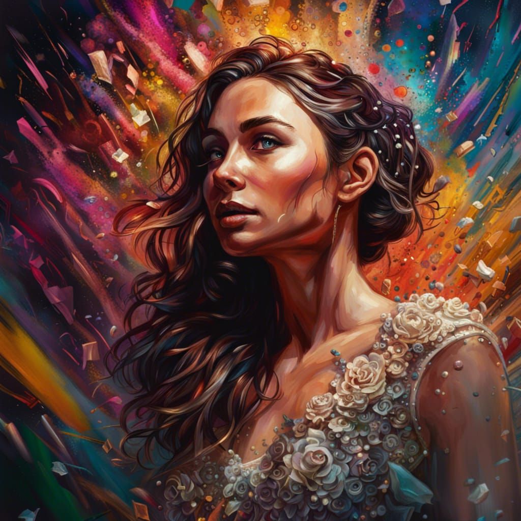 Hyperrealistic Bride in Splash Art Style