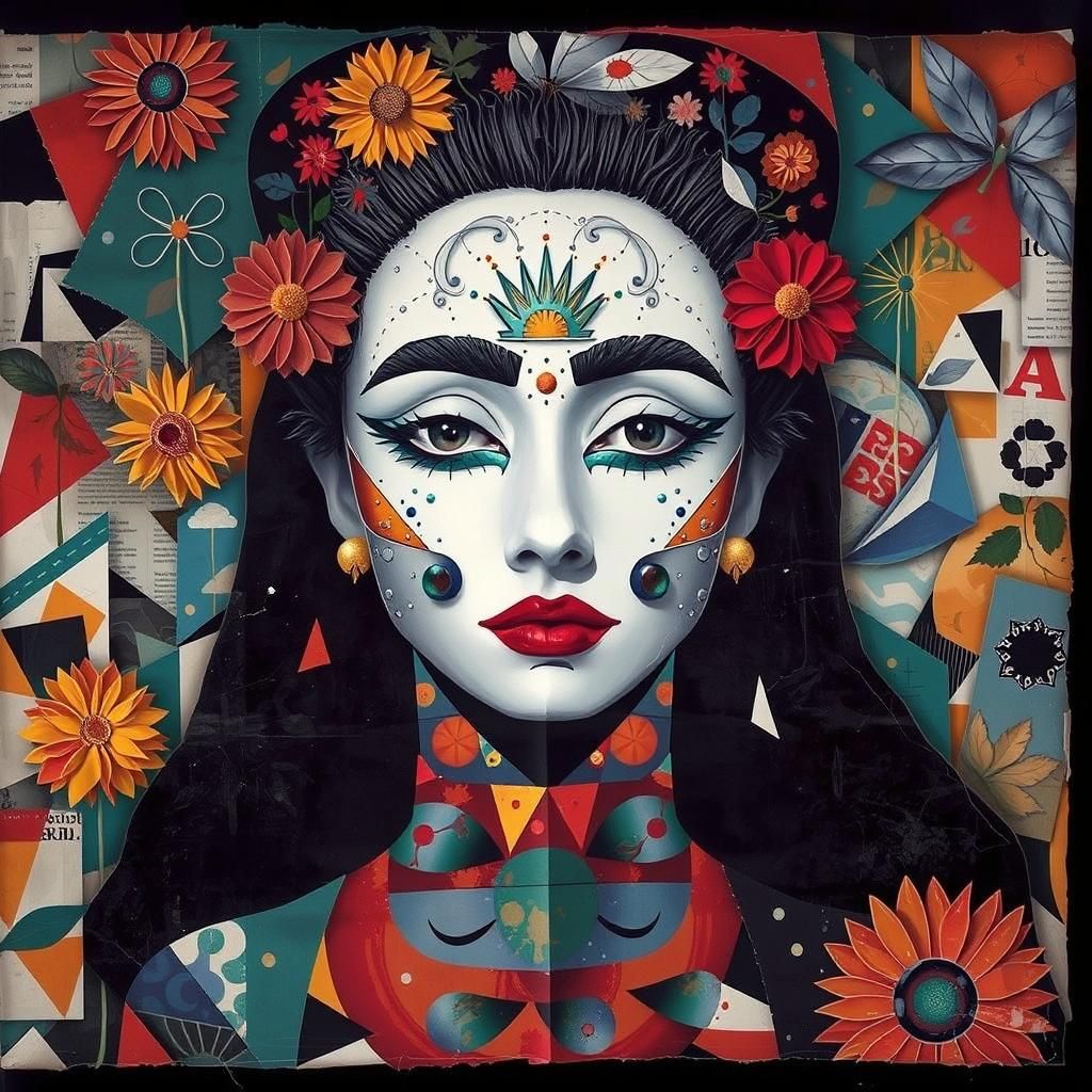 Dada-Inspired Photogram Collage with Floral Accents