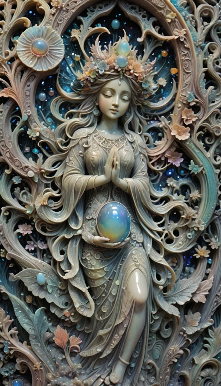 Spectrolite Opalescent Psychedelic Magical Intricately Carve...