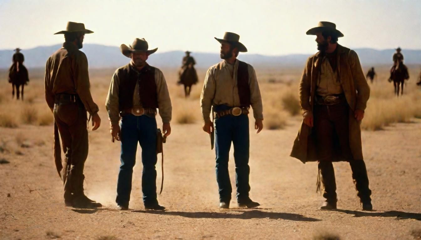 Classic Western Standoff in Golden Sunlight