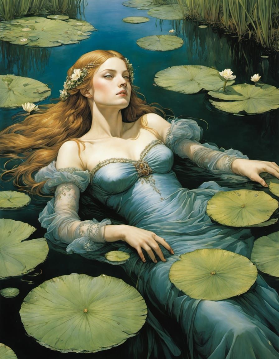 Ophelia's Tragic Death in a Pond of Lilypads