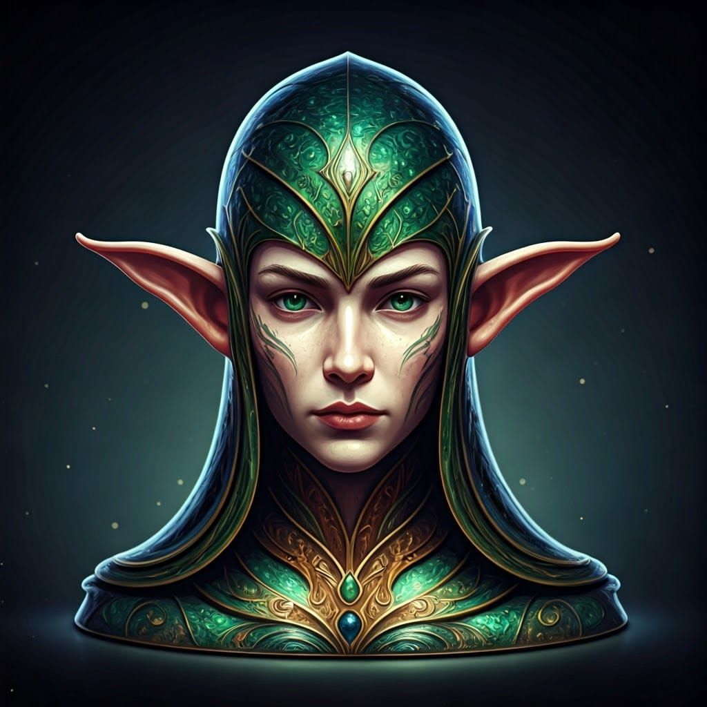 Enameled Glass Elf Figurine in Fantasy Art Style