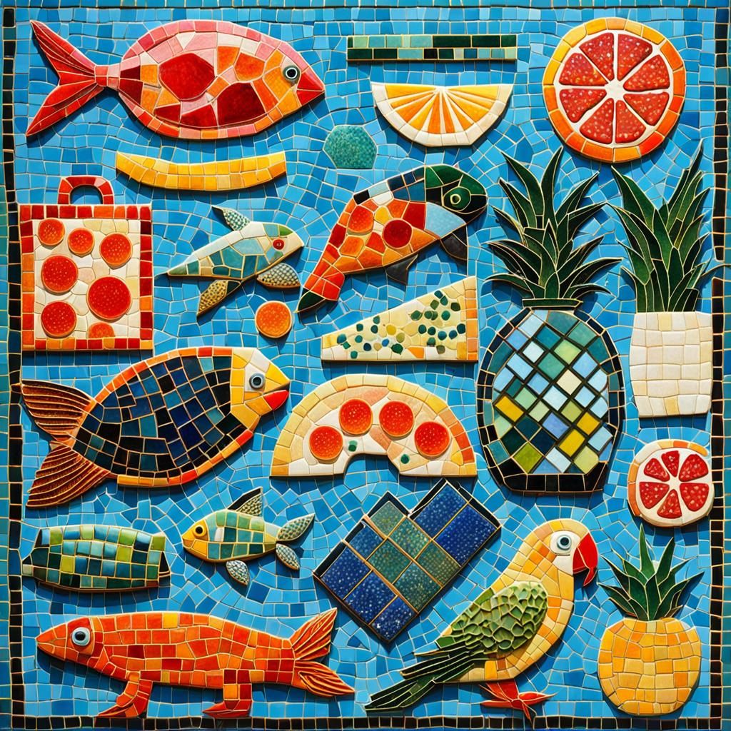 Luminous Mosaic in Pointillist Post-Impressionist Style