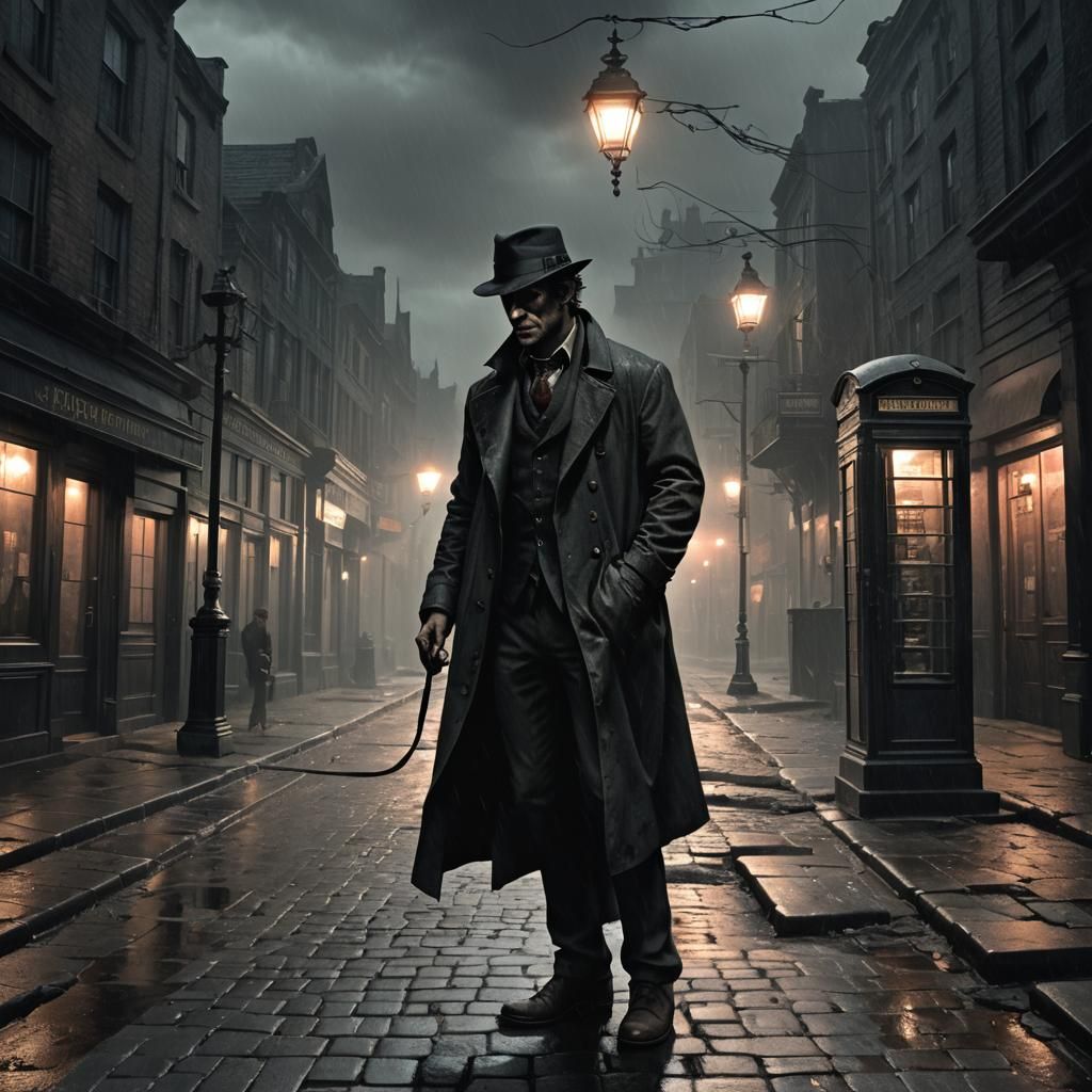 Terrified Detective in Dark Fantasy Horror Style