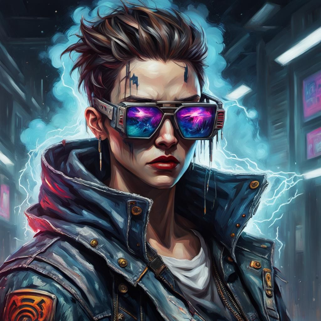Cyberpunk Tomboy: Gothic Impressionist Masterpiece