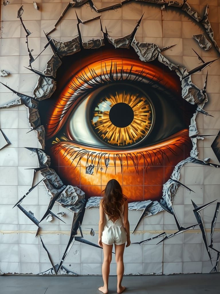 Elegant Victorian Woman Confronts a Haunting, Glowing Eyebal...