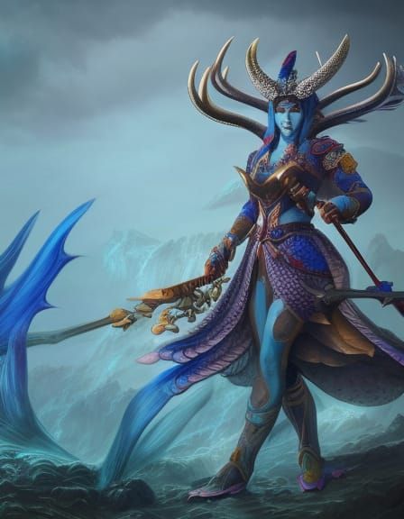 Dragon Humanoid in Cultivator Outfit, Detailed Fantasy Art