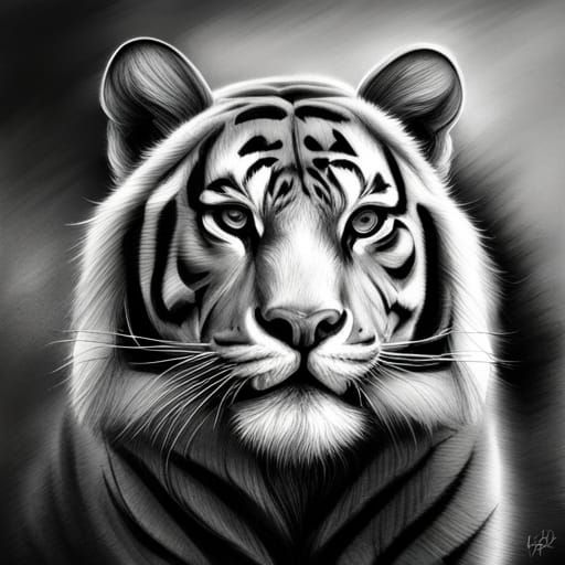 Hyperrealistic Pencil Sketch of a Tiger