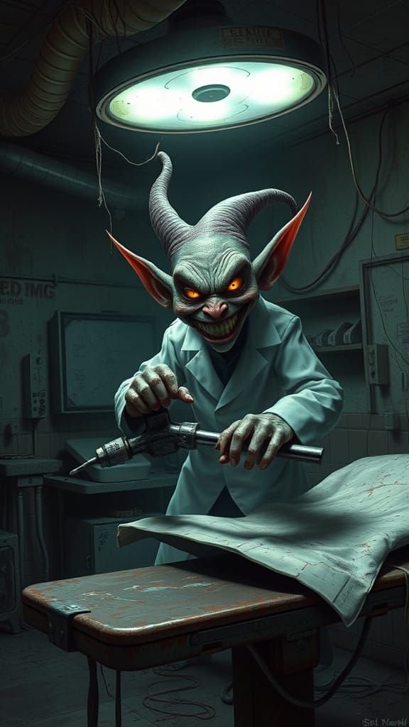Evil Elf in Abandoned Operating Theater