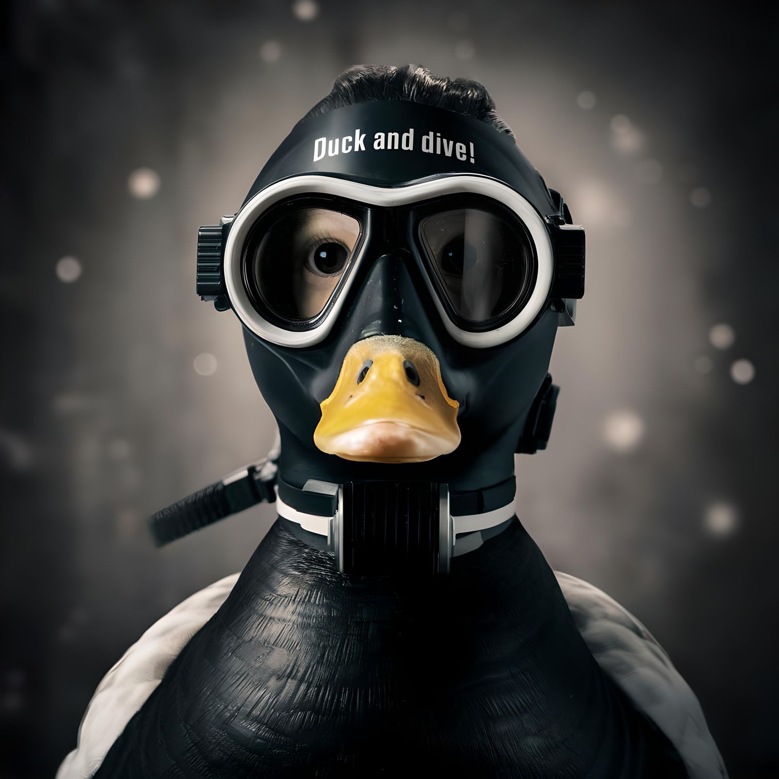 Duck in Dive Mask: Professional Color Portrait