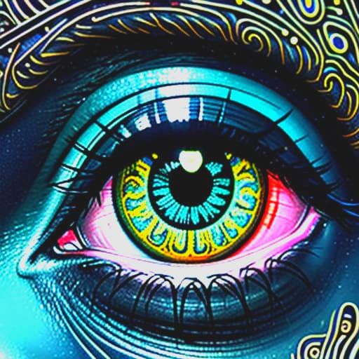 Eye of Enchantment in Art Nouveau Linocut