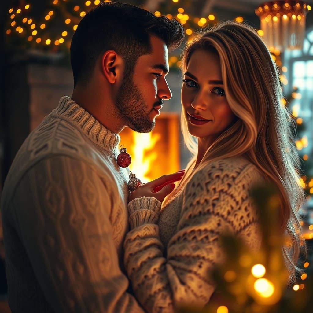 Romantic Christmas Scene in Warm Golden Light