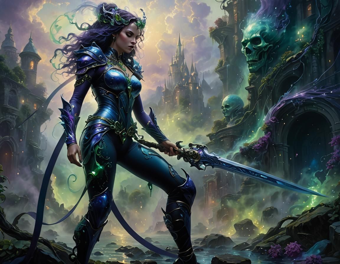 Ethereal Woman in Ghostly Void, Surrealist Style