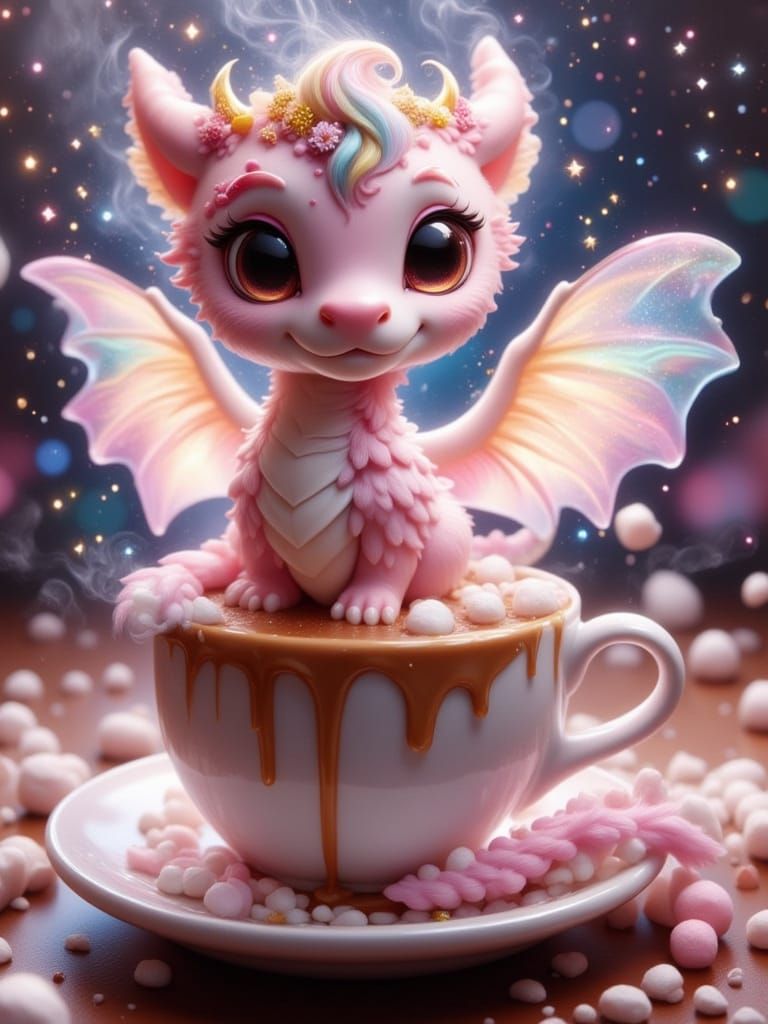 Marshmallow Dragon Princess on Hot Cocoa Cup
