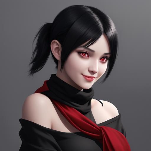 Woman with Red Eyes in Forest: Digital Art