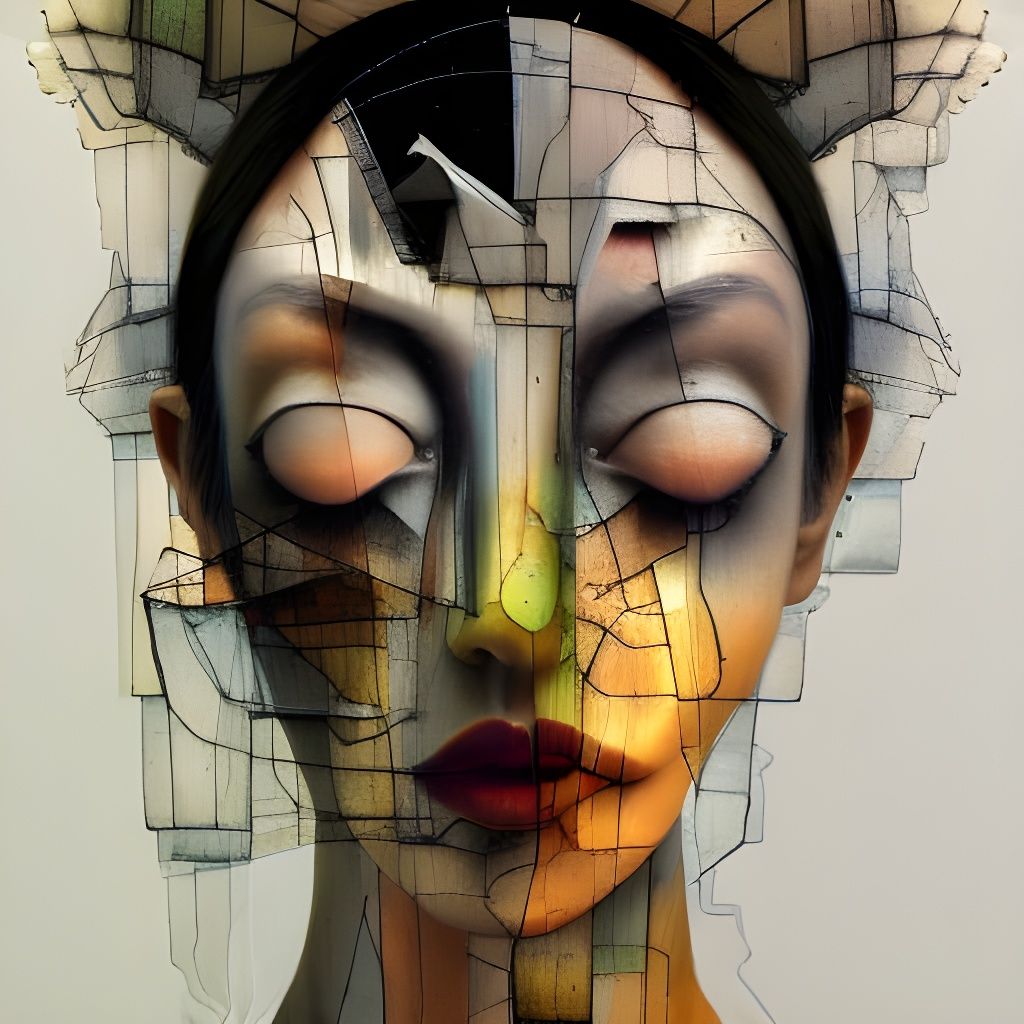 Surreal Woman's Portrait with Bioluminescent Ink Drips