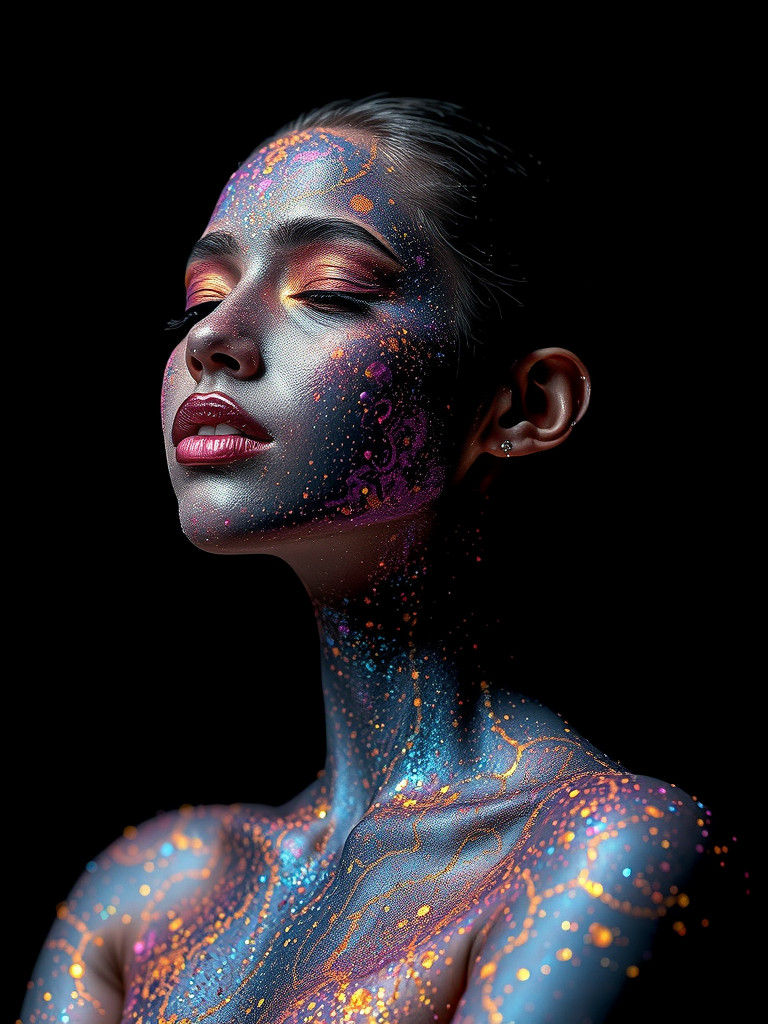 Celestial Stardust Body Art in Dreamy Style