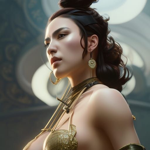 Hyperrealistic Shibari Portrait in Ethereal Fantasy Style