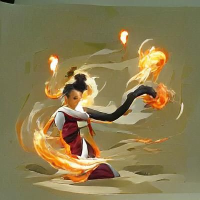 Dynamic Female Fire Bender Concept Art