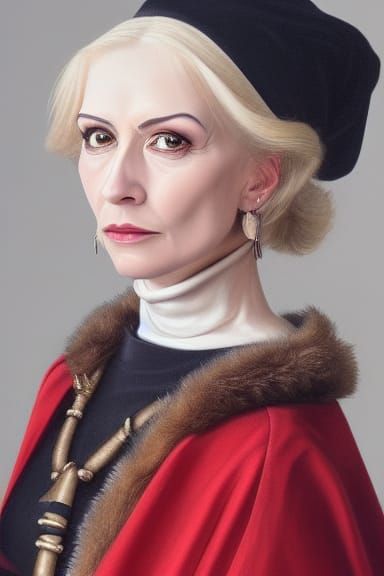 Aristocratic Medieval Woman Portrait for Dungeons and Dragon...