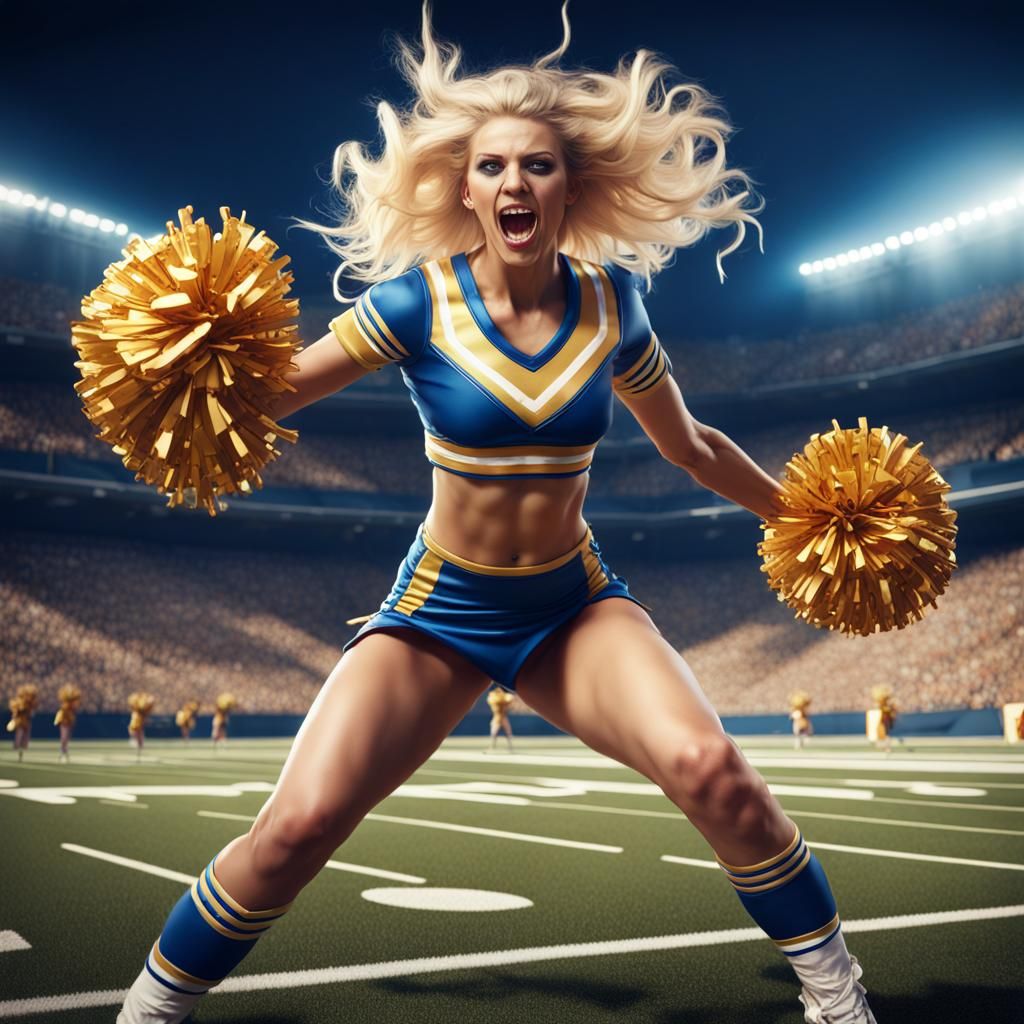 Bloody Cheerleader in a Football Stadium