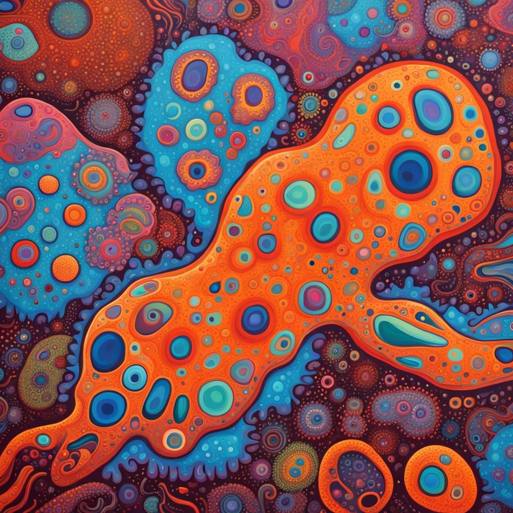 Neon Amoeba: Abstract Modern Art Painting