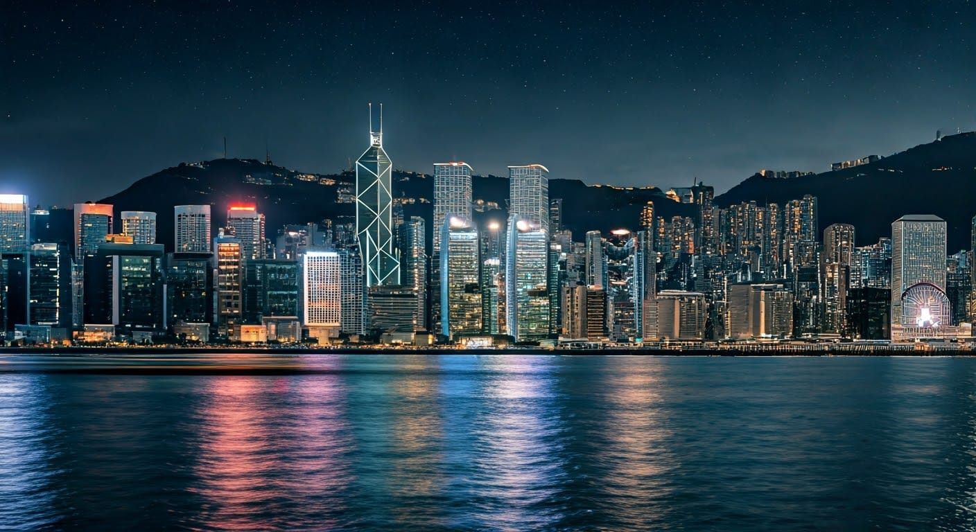 Hong Kong Victoria Harbour at Dusk: Hyper-Realistic Night Vi...