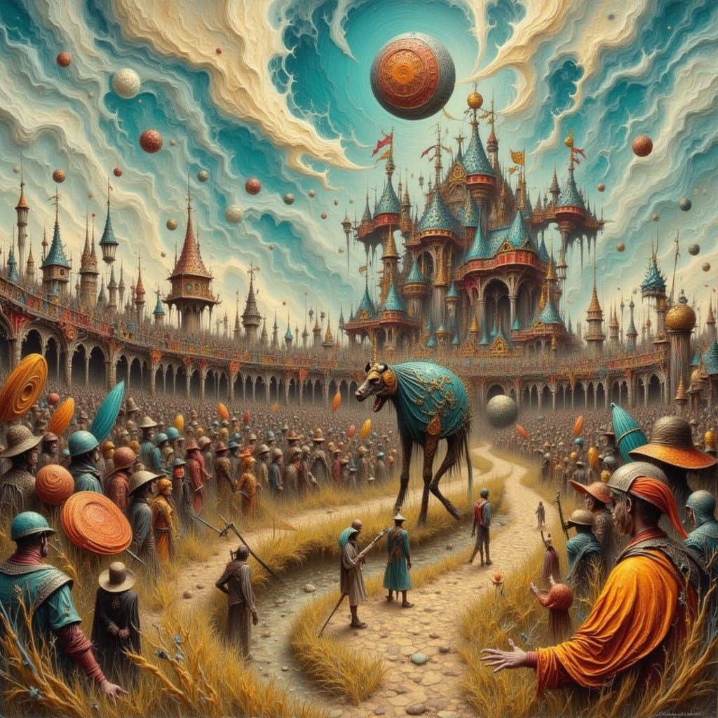 Frisbee Contestant in Corroded Zentangled Style